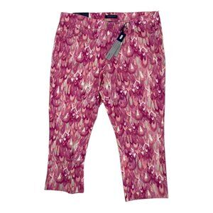 Bandolino Capris Pants Size 14 Stretch Pink Abstract Art Artsy Colorful Vibrant